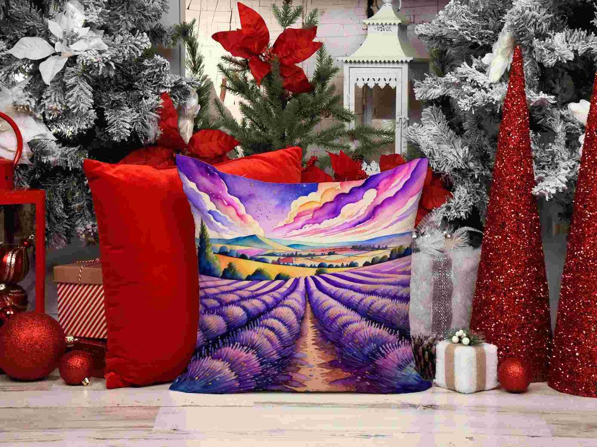 Colorful English lavender throw pillow for home decor