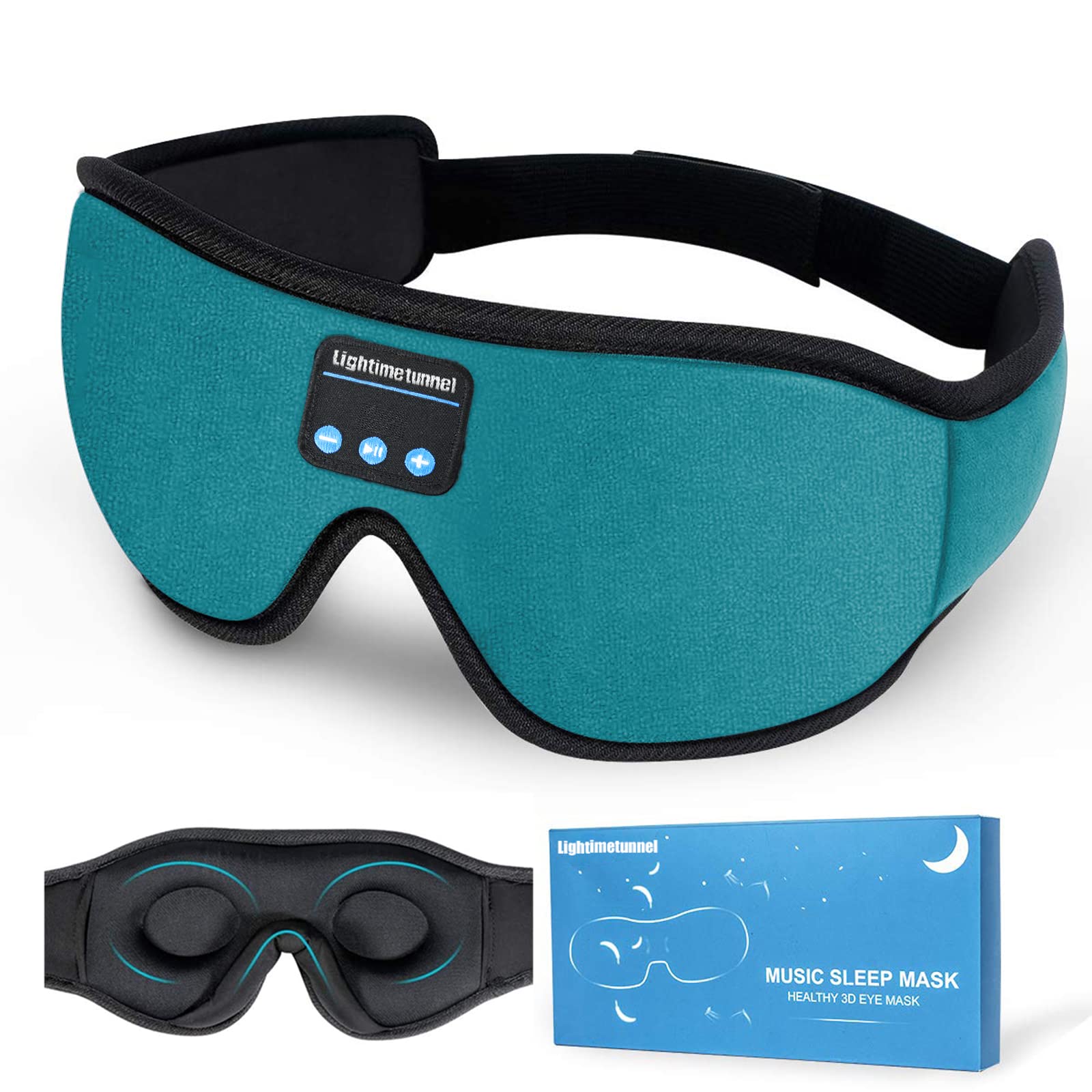 LIGHTIMETUNNEL Sleep Headphones 3D Bluetooth Sleep Mask Washable Sleeping Headphones with Ultra Thin Stereo Speakers Microphone Hands Free for Insomnia Travel
