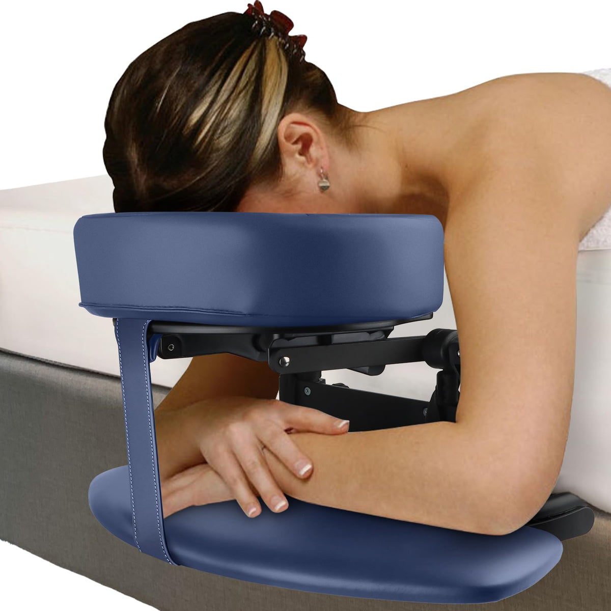 TOROKOM Adjustable Headrest Face Pillow Cradle & Face Cushion Support Bracket Headrest Face Cushion Face Pillow Salon Home Mattress Massage Kit (Blue)