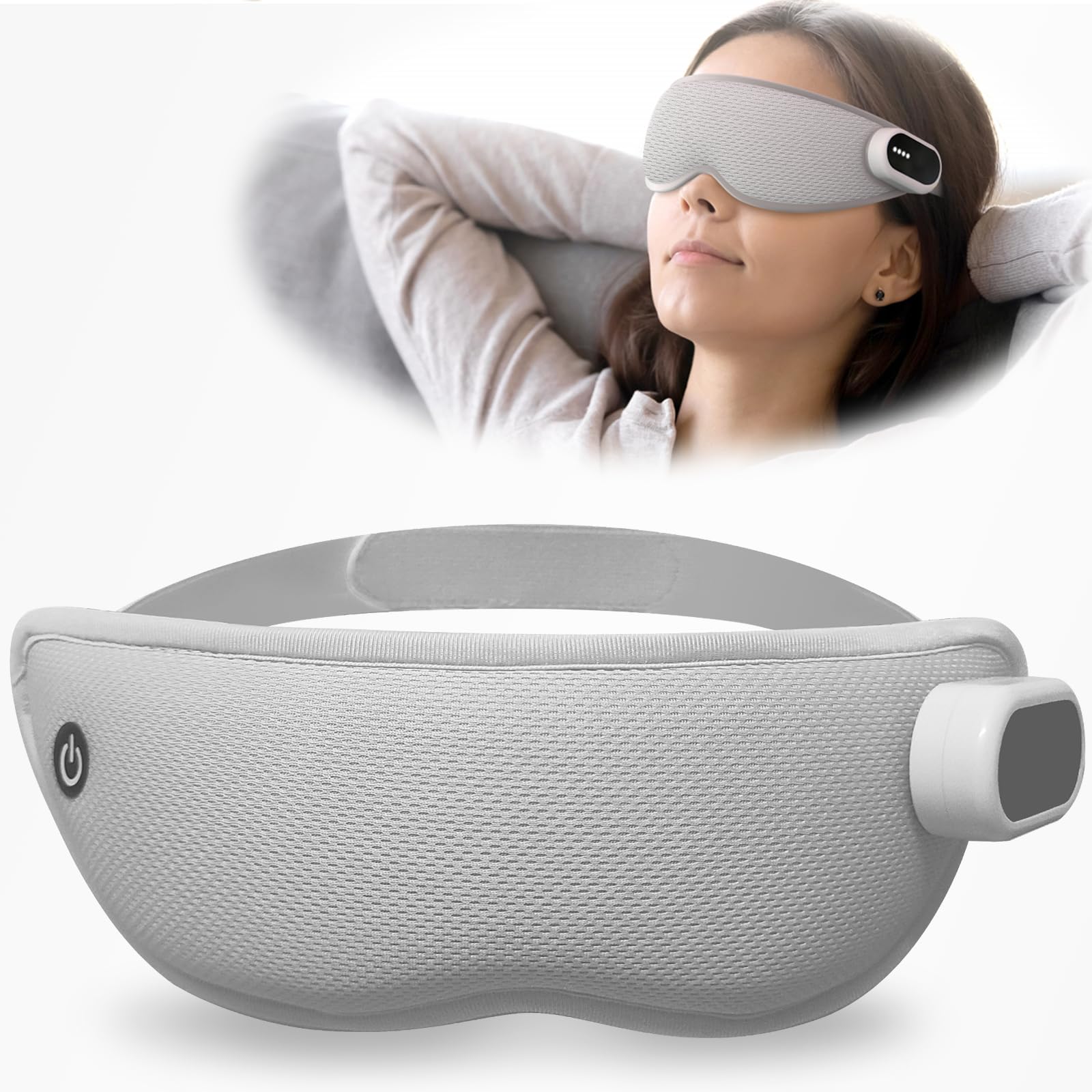 Eye Massager with Heat and Cooling Christmas Birthday Gifts for Women Men Heated Eye Mask with Vibration Eye Massage Mask for Eye Strain Relief Improve Sleep Birthday Gifts for Mom Dad