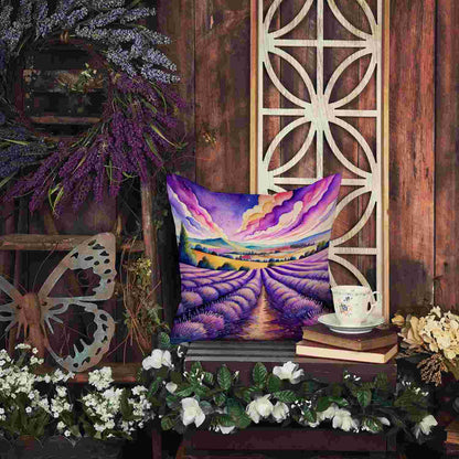 Colorful English lavender throw pillow for home decor
