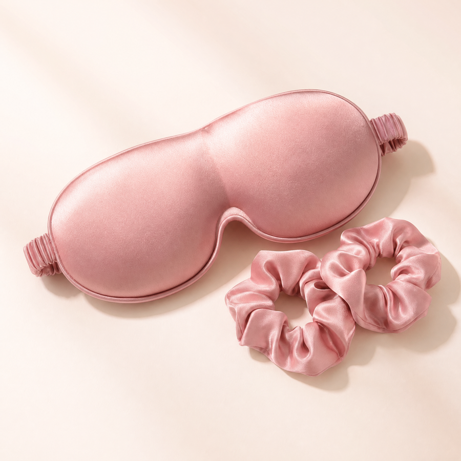 Manta Silk Mask - 100% Blackout Silk Sleep Mask 22 Momme Premium Silk Eye Mask for Deep Sleep Breathable & Machine Washable (Pink)