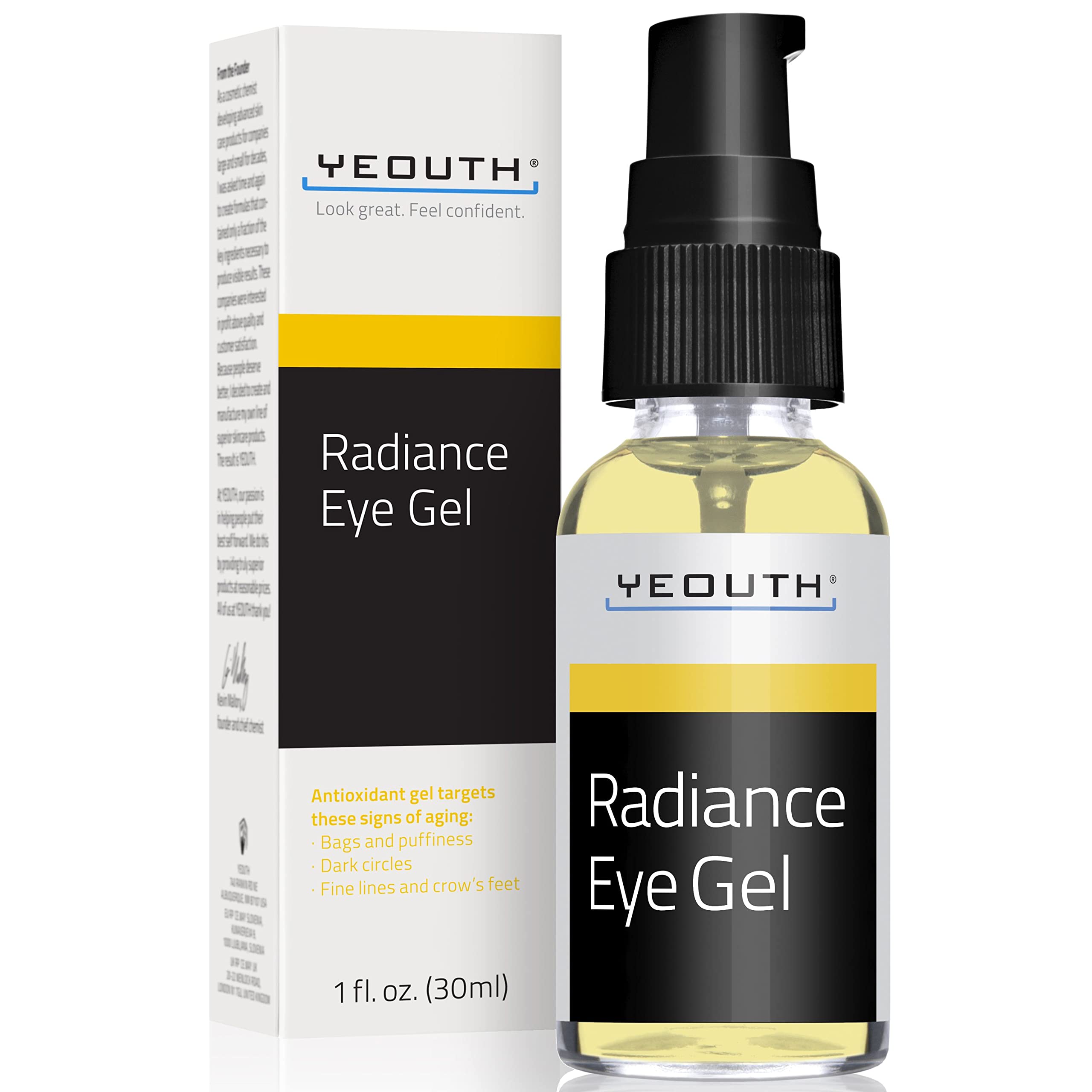 YEOUTH Under Eye Gel with Hyaluronic Acid Targets The Appearance of Puffiness Dark Circles & Under Eye Bags Revitalizing Hydrating 1oz