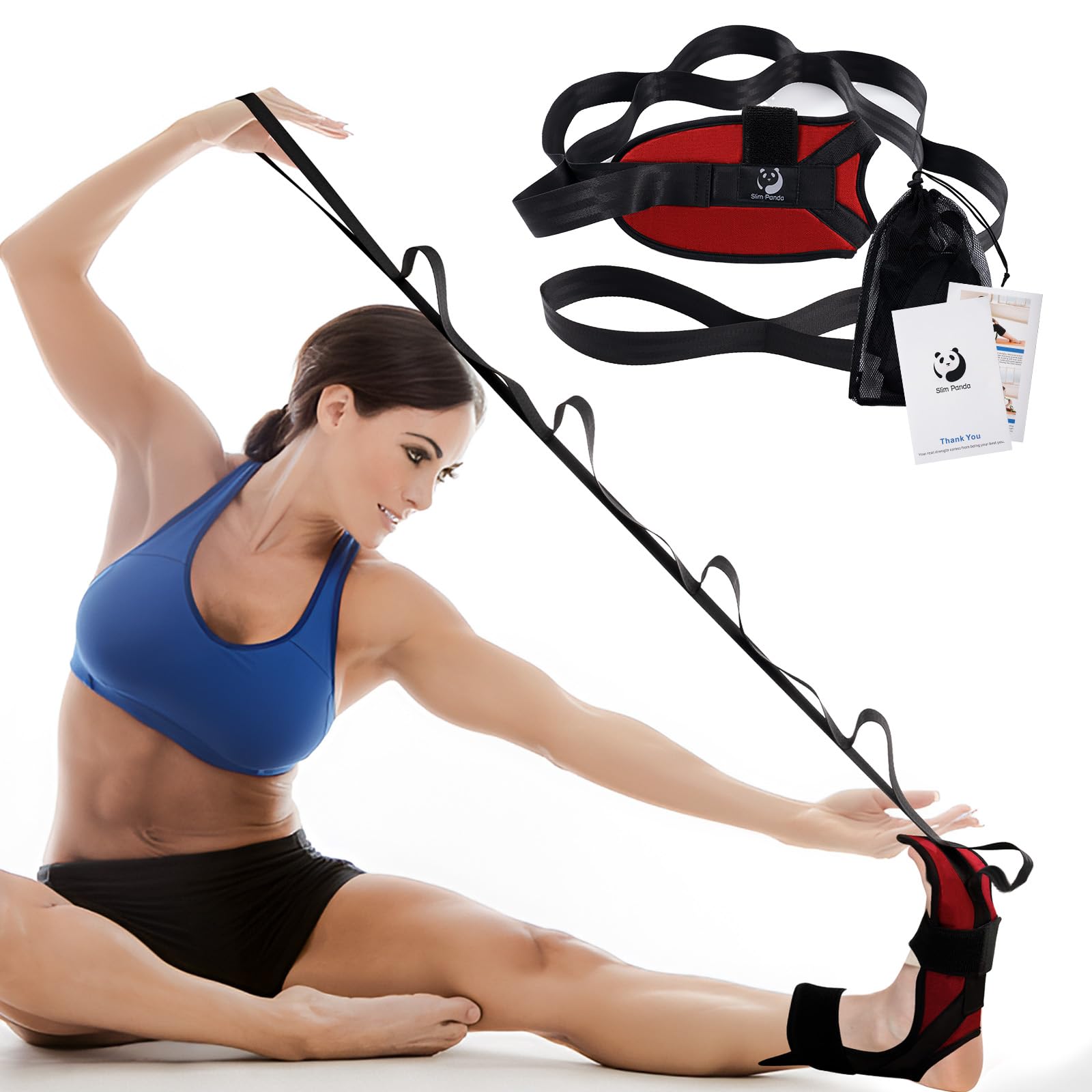 Slim Panda Calf Stretcher for Plantar Fasciitis Foot Stretcher Hamstring Stretcher Stretching Strap for Heel Spurs Foot Drop Leg Stretcher for Achilles Tendinitis Physical Therapy