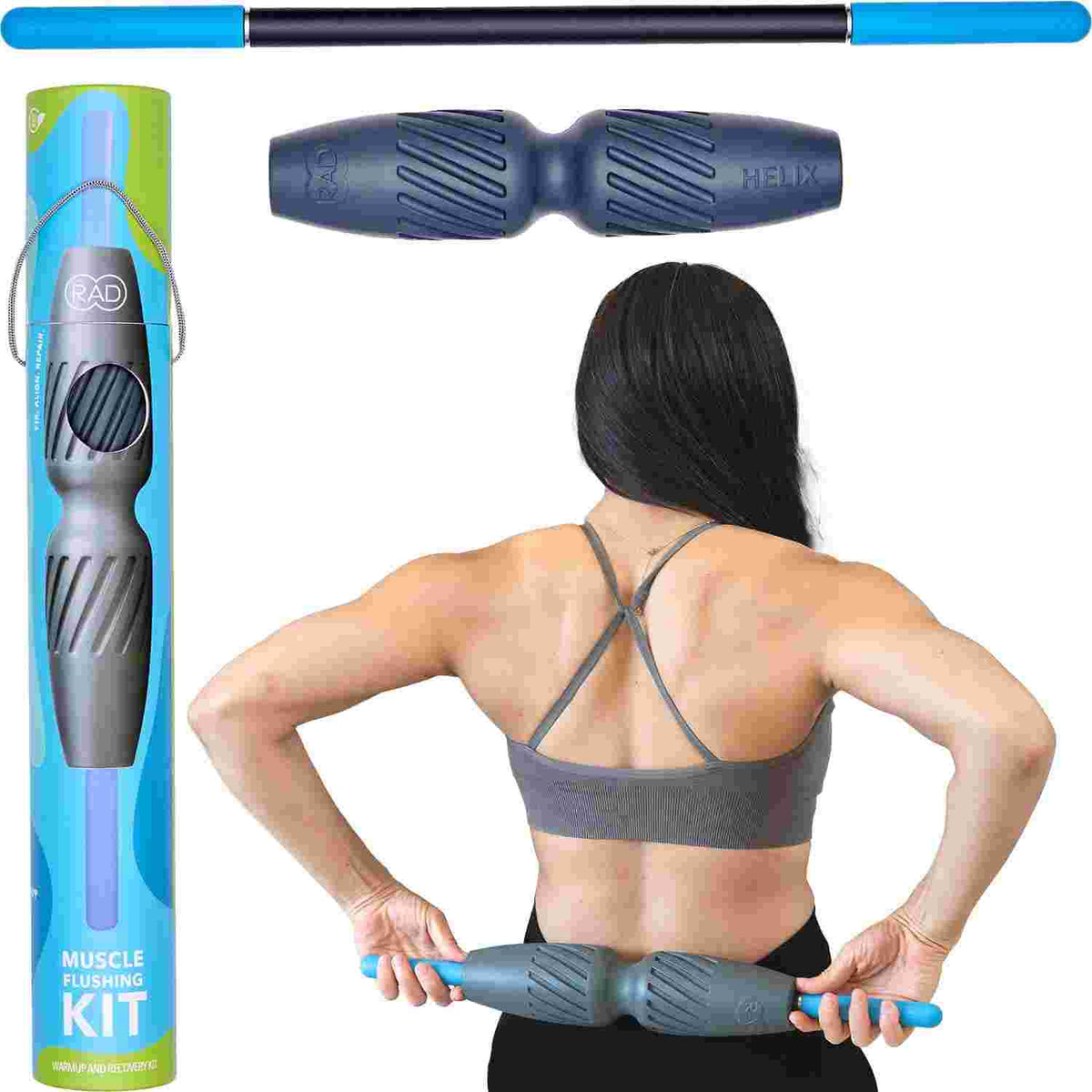 RAD 2-in-1 muscle flushing kit with exercise tools
