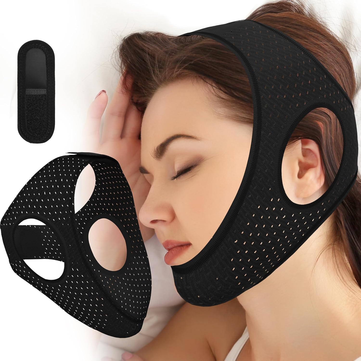 Chin Strap for Sleeping Effective Anti Snoring Devices Breathable and Comfortable Airflow Jaw Strap for Sleep Apnea Adjustable Anti Snoring Chin Strap for Men and Women