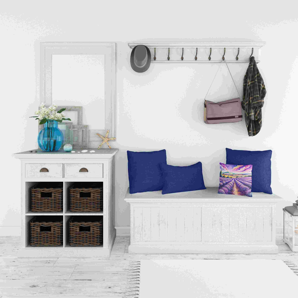Colorful English lavender throw pillow for home decor
