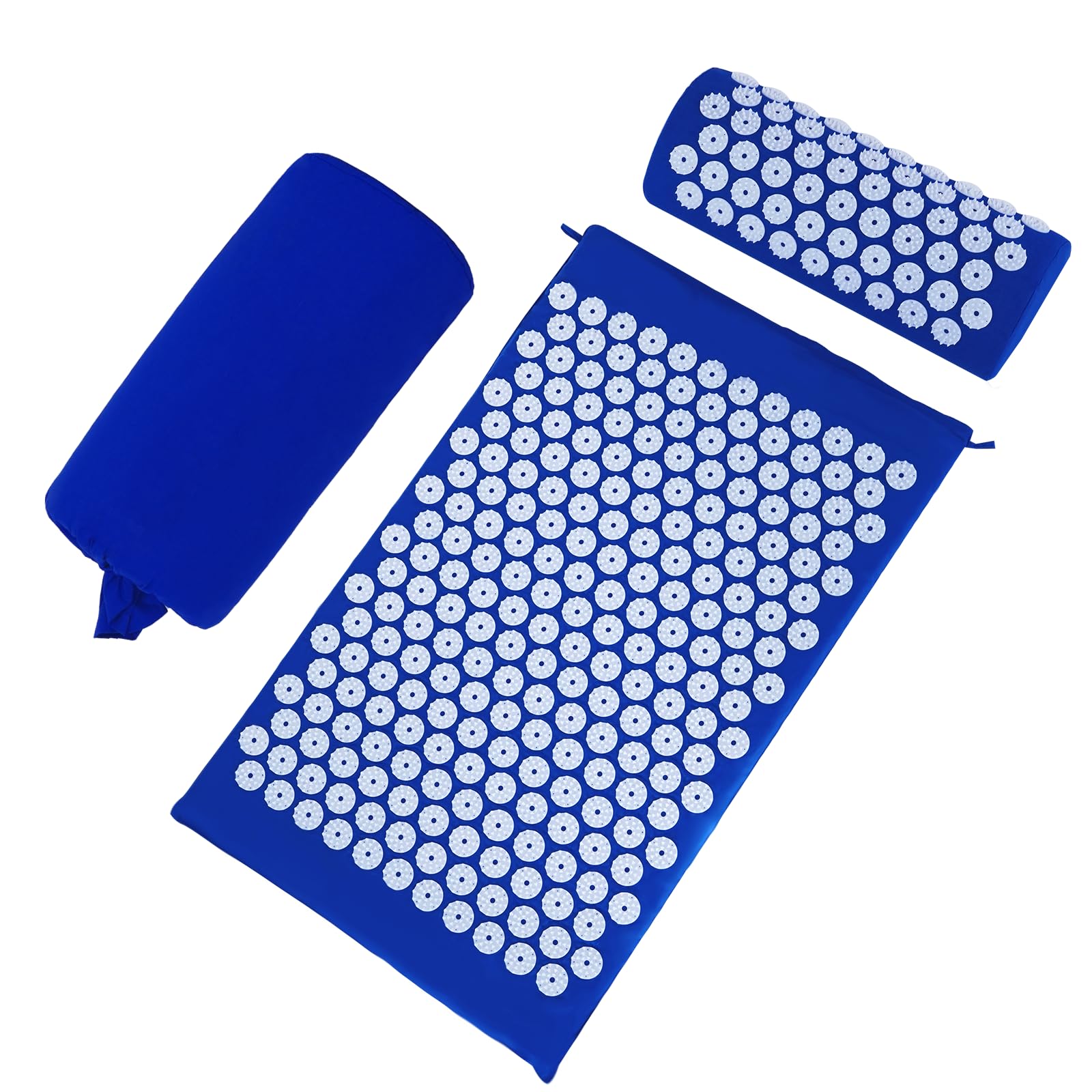 Acupressure Mat Set Acupuncture Point Massage Pillow Relieving Back and Neck Pain Muscle Relaxation and Stress Reduction Sciatica Relief Suitable for Men and Women Carry a Handbag Blue White